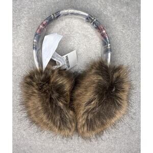 J. CREW Plaid Faux Fur Earmuffs NWT Winter Preppy Cozy Chic Classic Ski Bunny OS